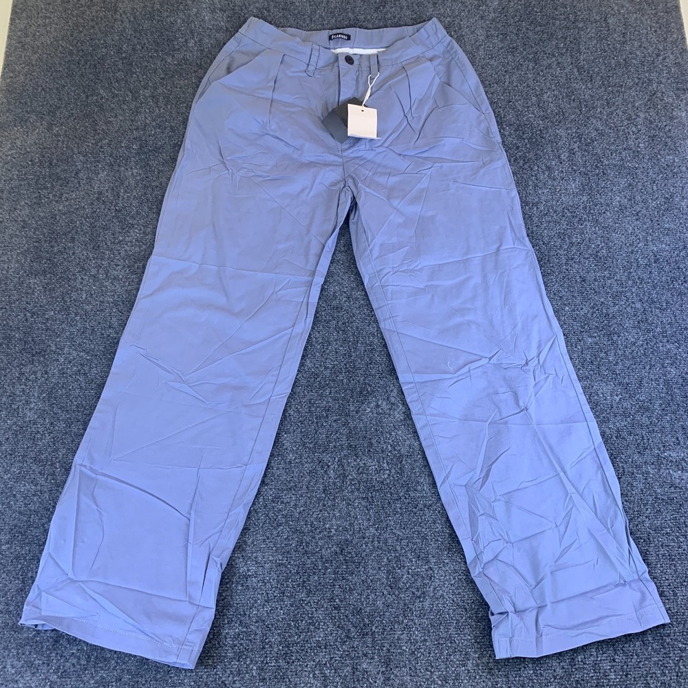 Flamingo Chino Pants Womens Large Purple Cotton Stretch Pleated Front Casual